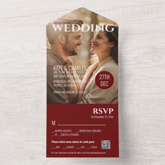 Unieke aangepaste tijdschriftstijl all in one uitnodiging (Binnen)