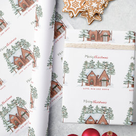 Unieke aangepaste Waterverf Nordic kerstboom Cadeaupapier