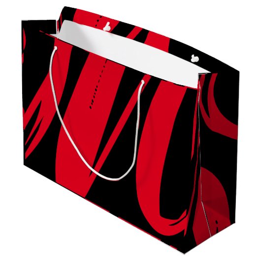 Unieke aangepaste zwart-wit en rood groot cadeauzakje (Achterkant Gekanteld)