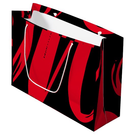 Unieke aangepaste zwart-wit en rood groot cadeauzakje (Voorkant Gekanteld)