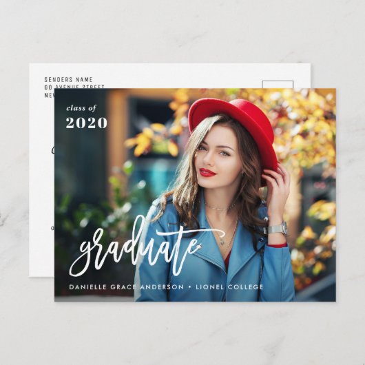 Unieke aankondiging van het afstuderen van het pen briefkaart (Voorkant / Achterkant)