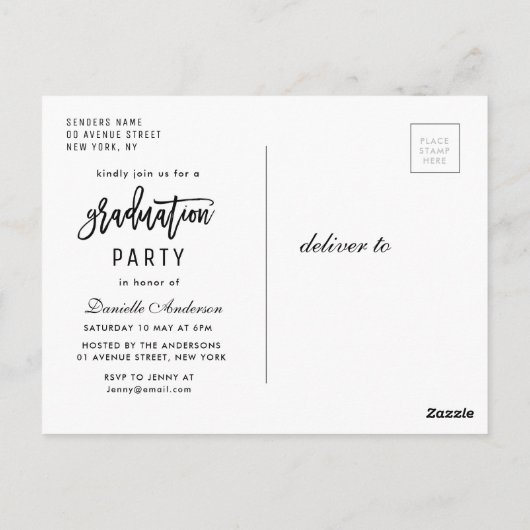 Unieke aankondiging van het afstuderen van het pen briefkaart (Achterkant)