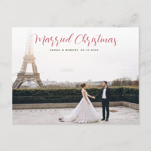 unieke aankondiging van het rode script voor bruil briefkaart (Voorkant)