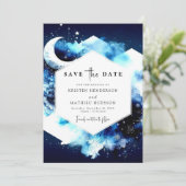 Unieke aardse maanverlichte bruiloft save the date (Staand voorkant)