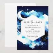 Unieke aardse maanverlichte bruiloft save the date (Voorkant / Achterkant)