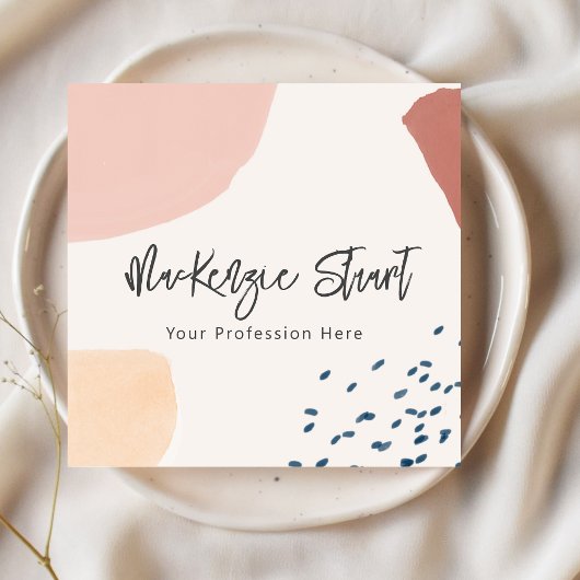 Unieke aardse moderne Abstract geschilderde blush Vierkante Visitekaartje