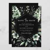 Unieke aardse typografie Sage Green Wedding Save The Date (Voorkant / Achterkant)