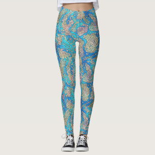 Unieke Abstract Blauwe Turquoise Zee Golven Leggings
