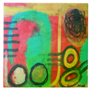 Unieke Abstracte Acryl Schildering Tegeltje