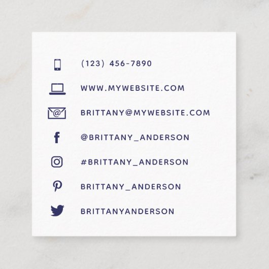 Unieke Abstracte Agaat Blue Custom Vierkante Visitekaartje (Achterkant)