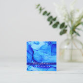 Unieke Abstracte Agaat Blue Custom Vierkante Visitekaartje (Staand voorkant)