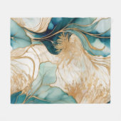 Unieke Abstracte alcoholinkt met gouden randjes Fleece Deken (Voorkant (Horizontaal))