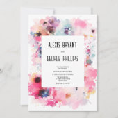 Unieke Abstracte Artsy Waterverf Bloemenbruiloft Kaart (Voorkant)