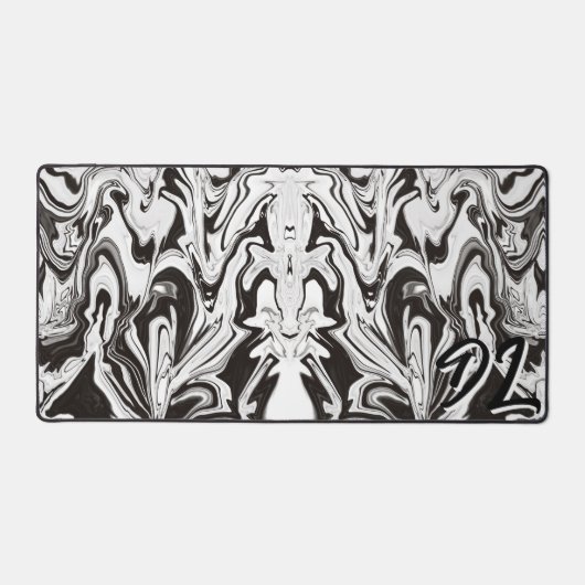 Unieke Abstracte B&W Marble Liquid Bureaumat (Voorkant)