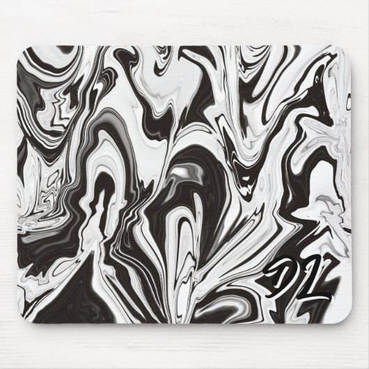 Unieke Abstracte B&W Marble Liquid Mousepad Muismat (Voorkant)