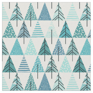 Unieke Abstracte blauwe kerstbomen Stof
