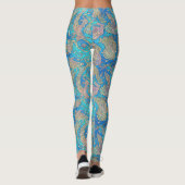 Unieke Abstracte Blauwe Turquoise Marine Zee Waves Leggings (Achterkant)
