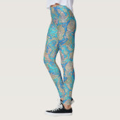 Unieke Abstracte Blauwe Turquoise Marine Zee Waves Leggings (Links)