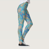 Unieke Abstracte Blauwe Turquoise Marine Zee Waves Leggings (Rechts)