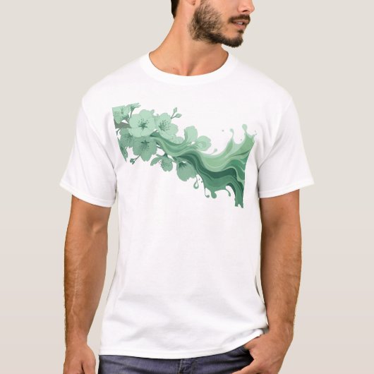 Unieke ABSTRACTE BLOEM Mode Kunst T-shirt (Voorkant)