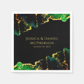 Unieke Abstracte Groene Zwart Gouden Bruiloft Servet (Voorkant)