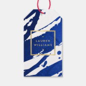 Unieke Abstracte Indigo Blue-penseelstreken Cadeaulabel (Voorkant)