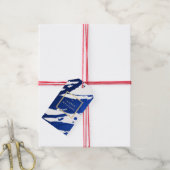 Unieke Abstracte Indigo Blue-penseelstreken Cadeaulabel (Met Touw)