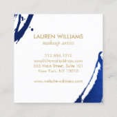 Unieke Abstracte Indigo Blue-penseelstreken Vierkante Visitekaartje (Achterkant)