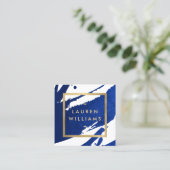 Unieke Abstracte Indigo Blue-penseelstreken Vierkante Visitekaartje (Staand voorkant)