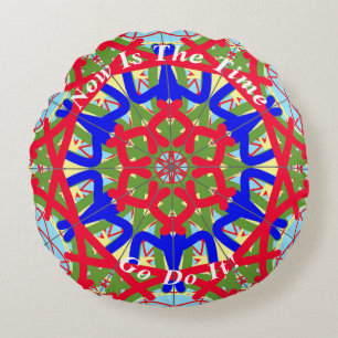Unieke Abstracte kleurrijke Mandala Rond Kussen