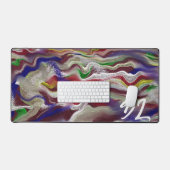 Unieke Abstracte kleurrijke marmeren vloeibare mou Bureaumat (Keyboard & Muis)