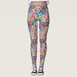 Unieke Abstracte Kunst Regenboog Waterverf Patroon Leggings