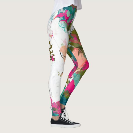 Unieke abstracte kunst roze en aqua leggings (Rechts)