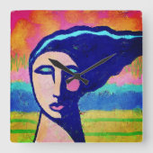 Unieke Abstracte kunst Vierkante Klok (Voorkant)