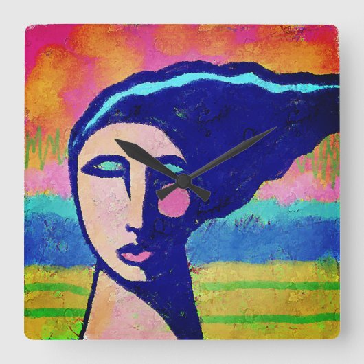 Unieke Abstracte kunst Vierkante Klok (Voorkant)