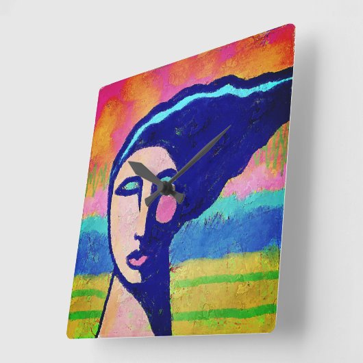 Unieke Abstracte kunst Vierkante Klok (Hoek)