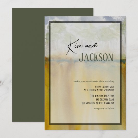 Unieke Abstracte kunst Waterverf huwelijksuitnodig Kaart (Voorkant / Achterkant)