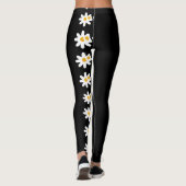 Unieke abstracte leggings met zwarte florale bloem (Achterkant)