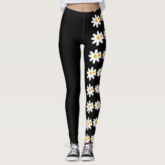 Unieke abstracte leggings met zwarte florale bloem