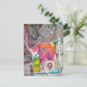 unieke abstracte mixed media collage Bird 9 Briefkaart (Staand voorkant)
