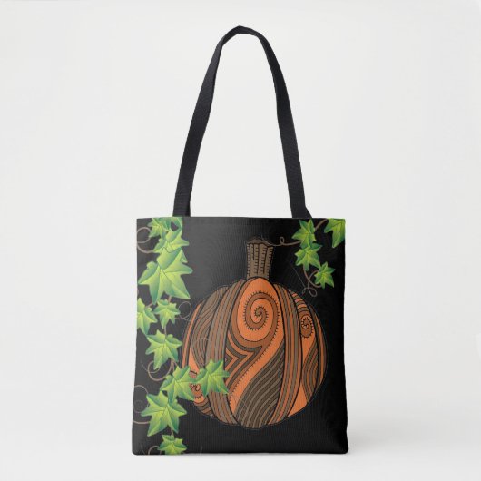 Unieke Abstracte pompoen Halloween Canvas tas (Voorkant)