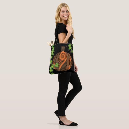 Unieke Abstracte pompoen Halloween Canvas tas (Op model)