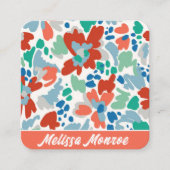 Unieke Abstracte Waterverf Bloemen Typografie Vierkante Visitekaartje (Voorkant)