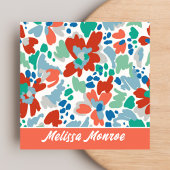 Unieke Abstracte Waterverf Bloemen Typografie Vierkante Visitekaartje