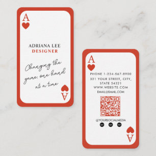 Unieke Ace Hearts Vastgoedmakelaar QR Code Modern Visitekaartje