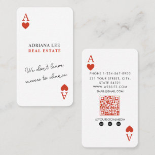 Unieke Ace Hearts Vastgoedmakelaar QR Code Visitekaartje