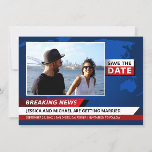 Unieke adembenemende nieuwsberichten TV Blue Red W Save The Date