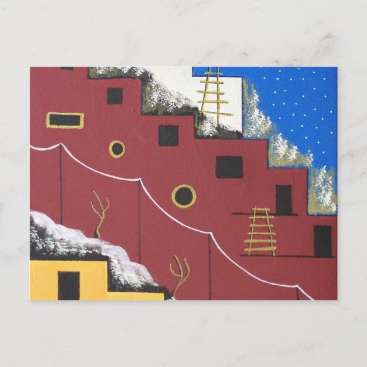 Unieke Adobe Southwest Desert Folk Art Briefkaart (Voorkant)