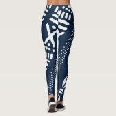 Unieke African Blue Bogolan Leggings (Achterkant)