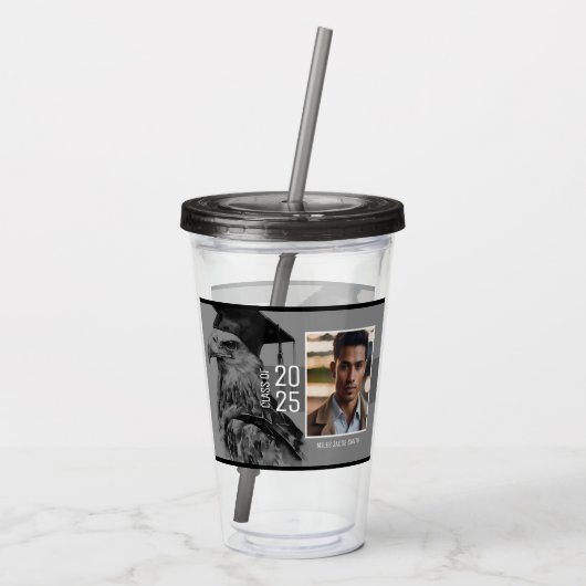 Unieke Afstuderen Twee Foto Drinkware Acryl Drinkbeker (Achterkant)